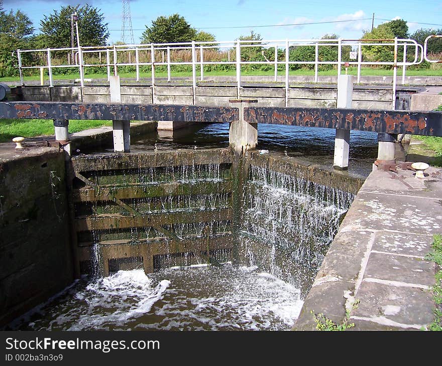 Lock gates at Fiddlers Ferry, Warrington, Cheshire. Lock gates at Fiddlers Ferry, Warrington, Cheshire