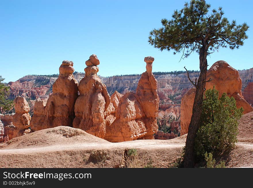 It shows a fantastic rock formation in the Bryce Canyon