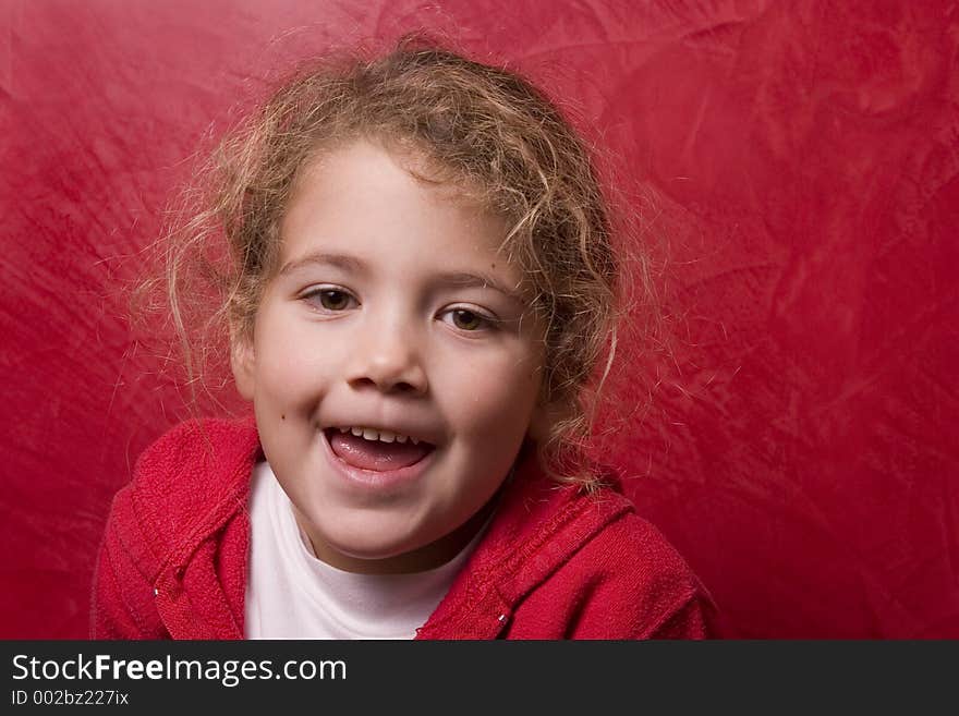 Littlr girl talking to the camera. Littlr girl talking to the camera