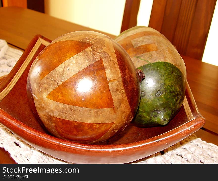 Adornment on a brown table. Adornment on a brown table