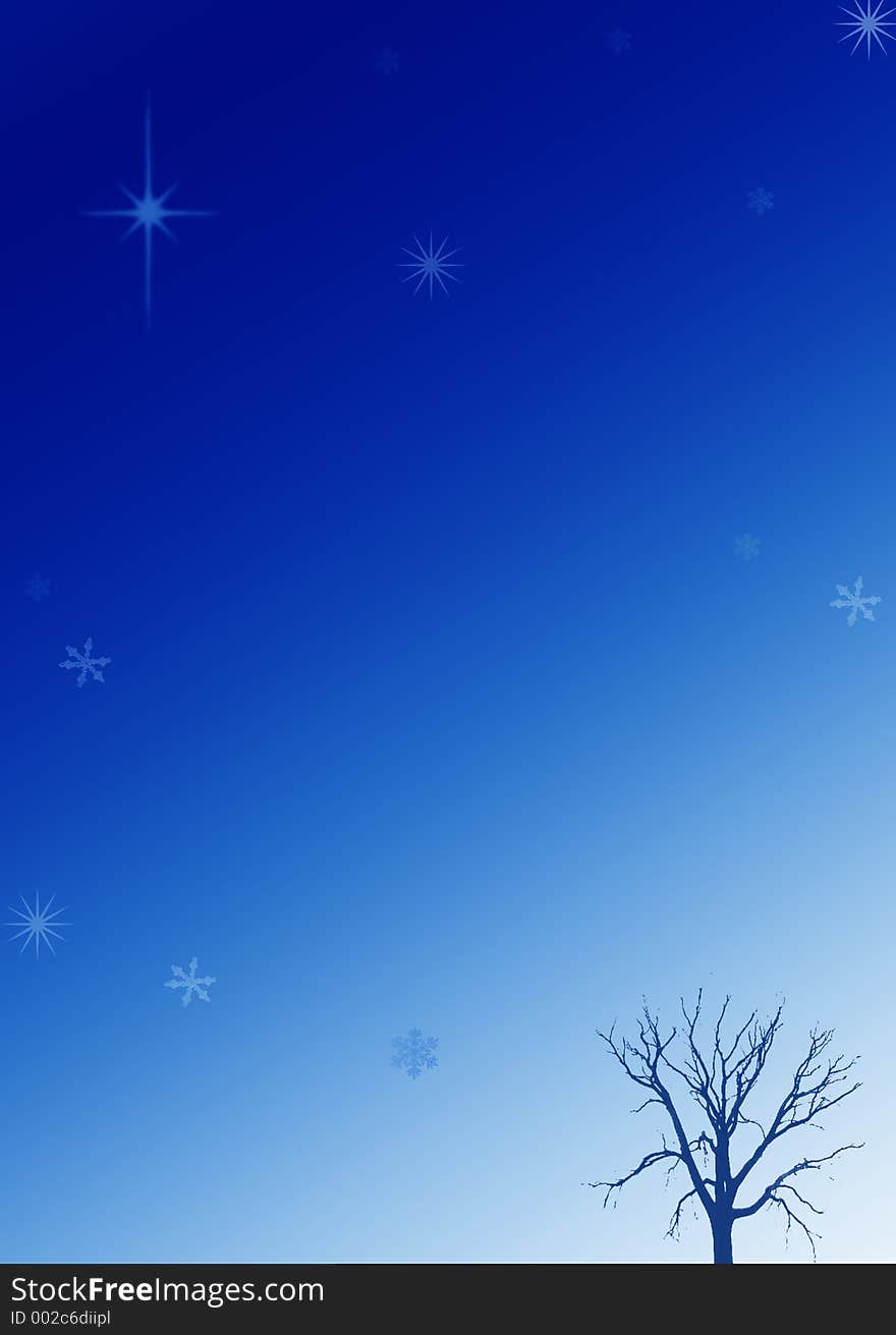 Abstract sky at dusk with star and snowflakes. Abstract sky at dusk with star and snowflakes