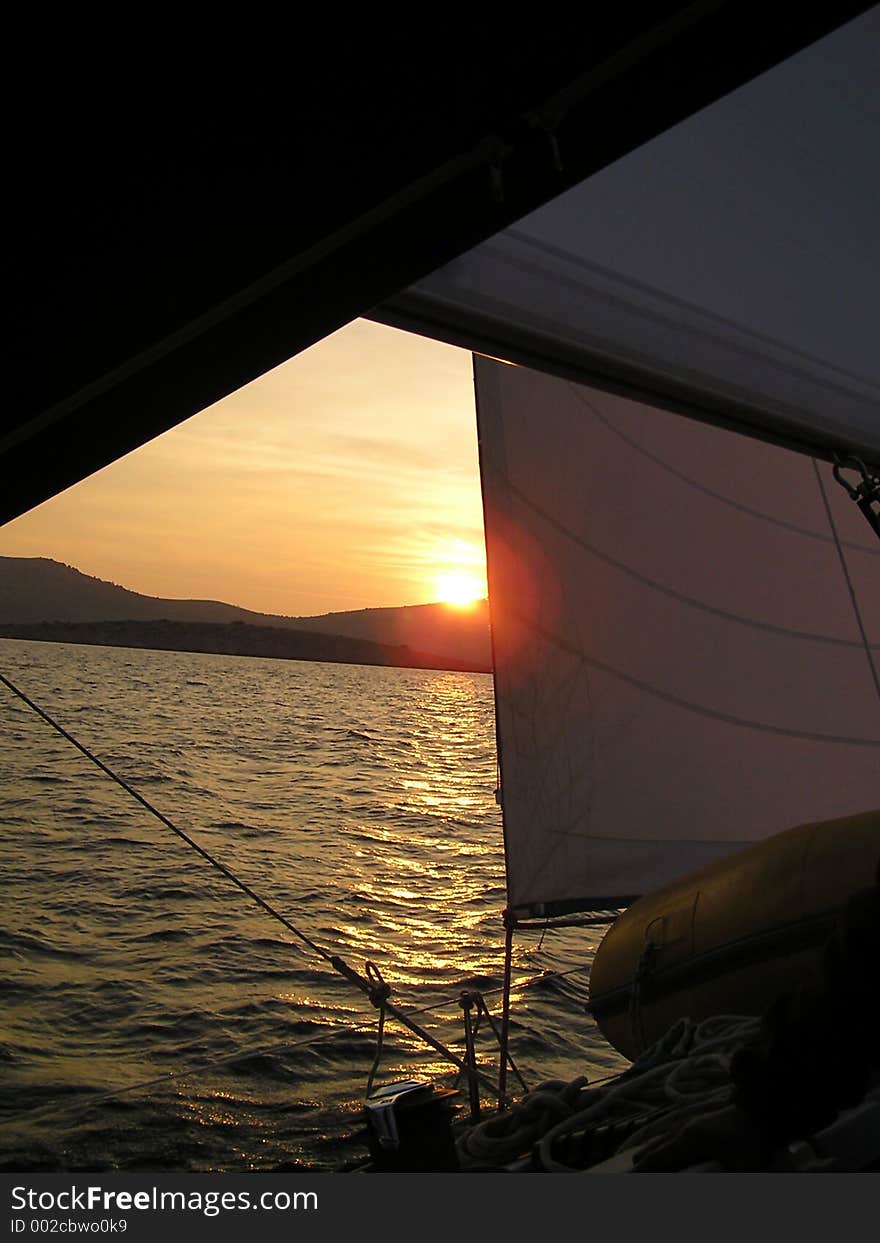 Sailing in sunset