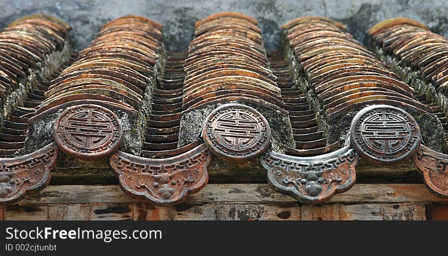 Details of an ancient chinese roof (Vietnam).