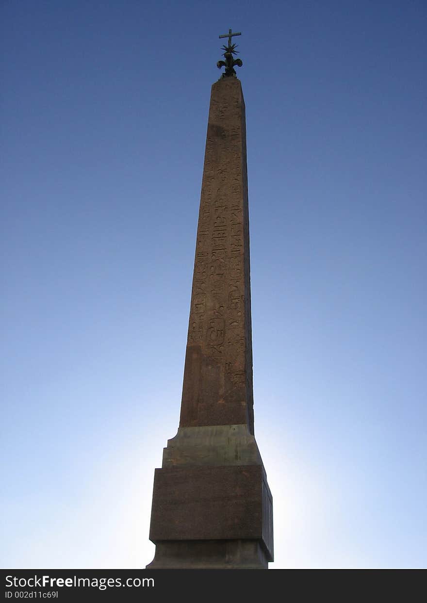 Egyptian Obelisk at the top of the Spanish Steps in Rome. Egyptian Obelisk at the top of the Spanish Steps in Rome