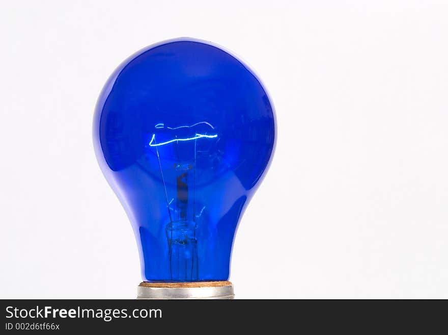 Blue light bulb - on. Blue light bulb - on