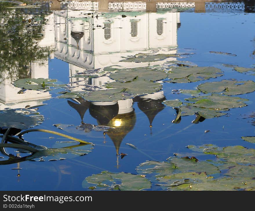 Reflection of church in water. Reflection of church in water