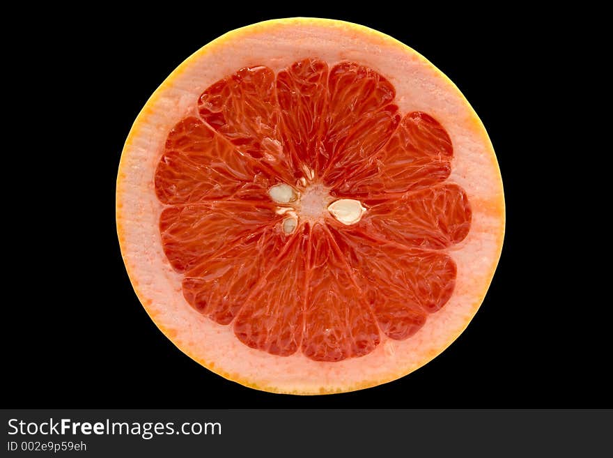 Grapefruit isolated on black background with clipping path