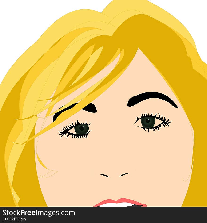 Close up of female blonde face. Close up of female blonde face