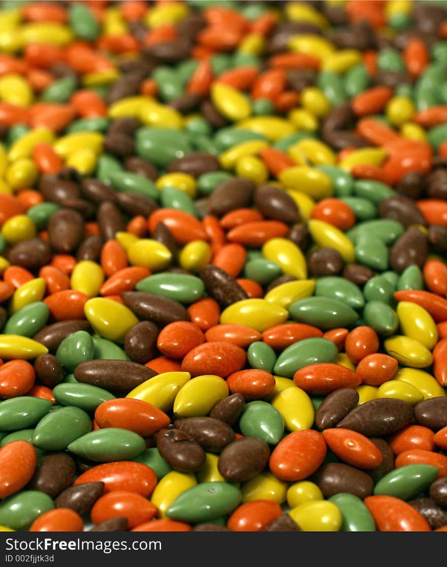 Candy coated sunflower seeds - depth front to back. Candy coated sunflower seeds - depth front to back