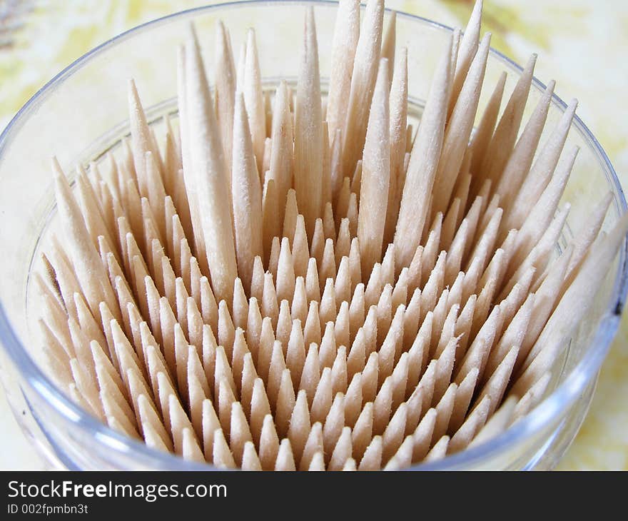 Toothpick on table