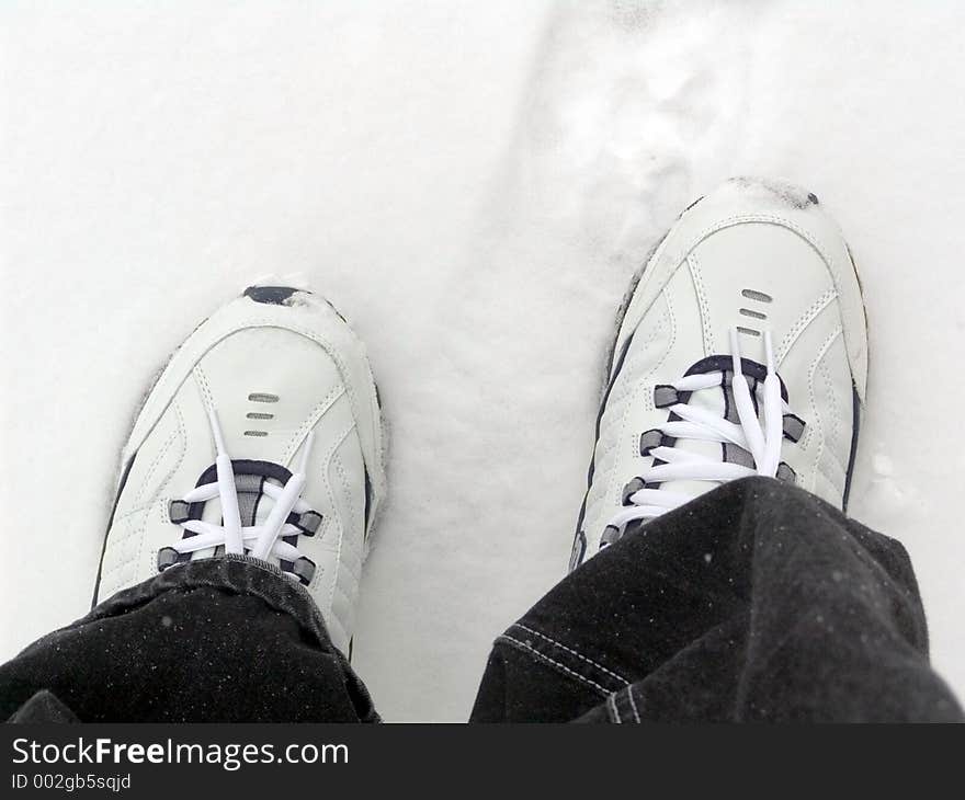 Making tracking in the snow. Making tracking in the snow