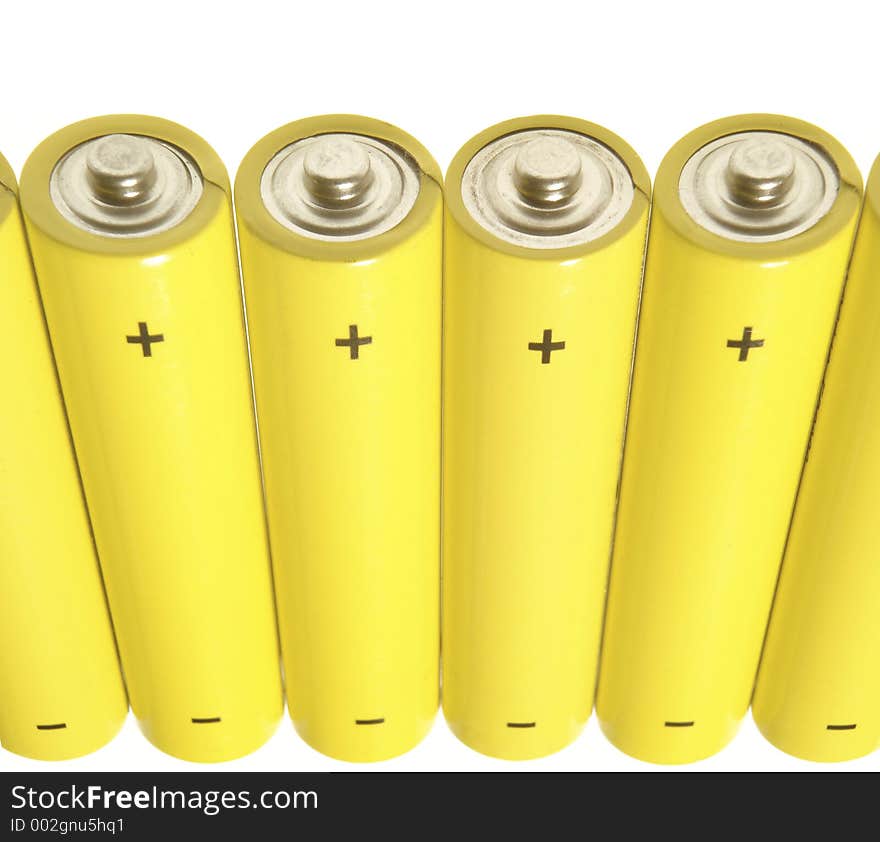 Yellow batteries - white background. Yellow batteries - white background