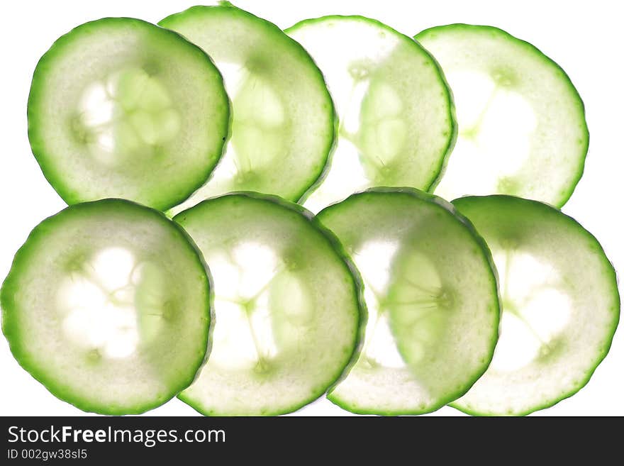 Close-up sliced cucumber.