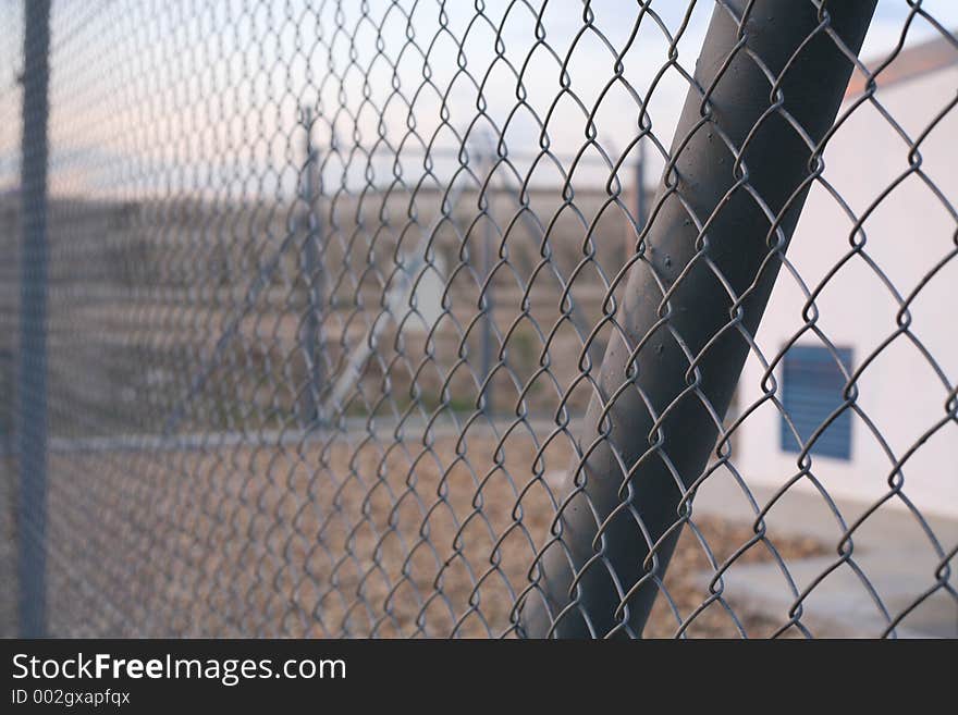 Metallic fence closeup