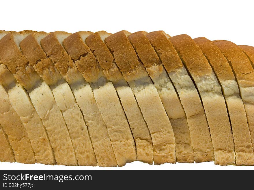 Slices of bread isolated on white background with clipping path