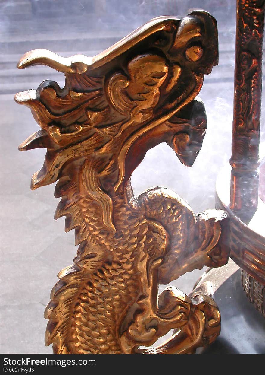 Bronze dragon on an incense burner, Taiwan.