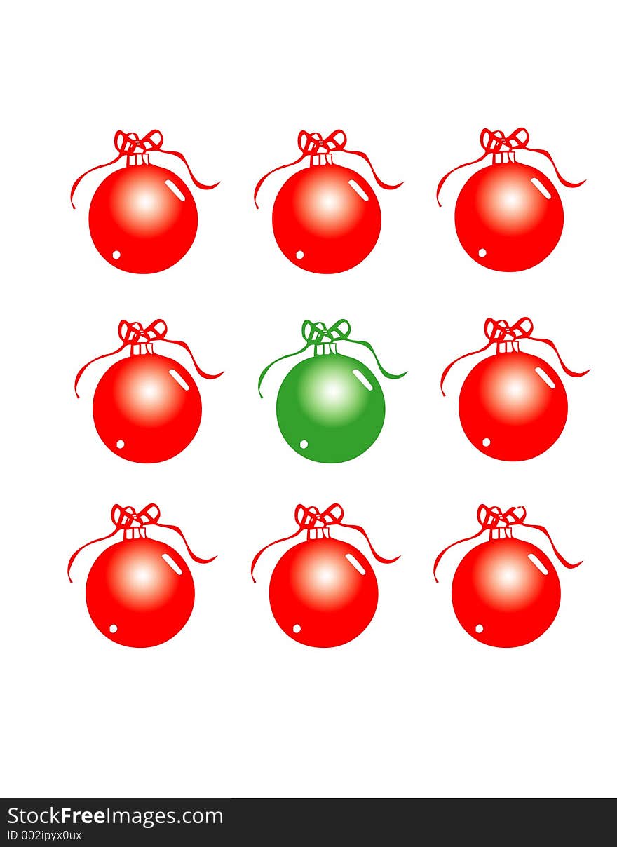 Red And Green Christmas Baubles