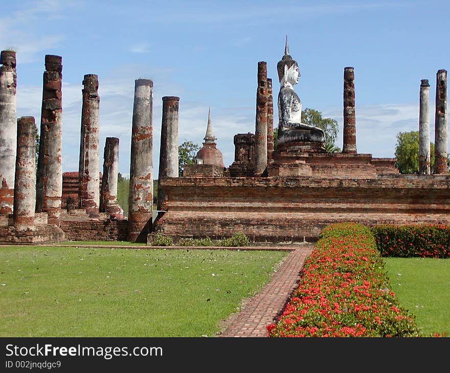 Thai Temple with a sitting Buddha