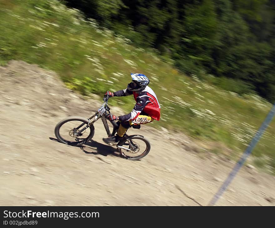 Mounain biker riding the race. Mounain biker riding the race