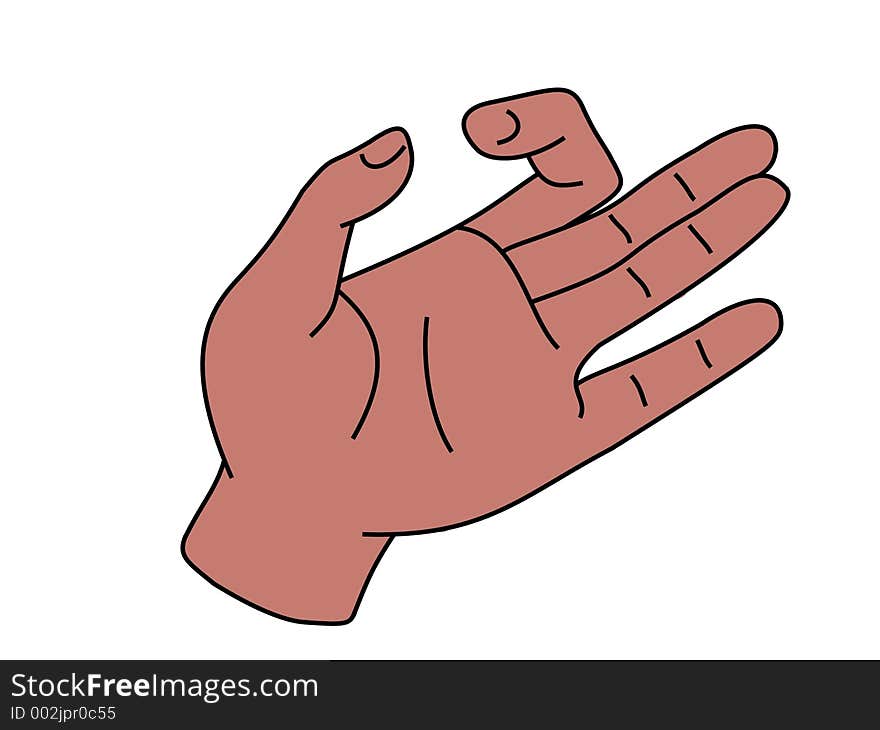 Illustrated hand with space between thumb and finger