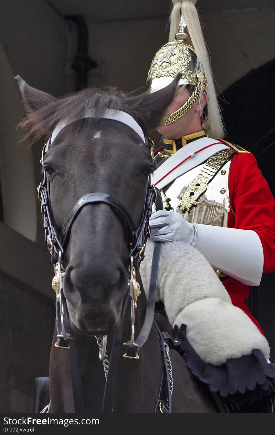 Ceremonail soldier in Whitehall, London. Ceremonail soldier in Whitehall, London