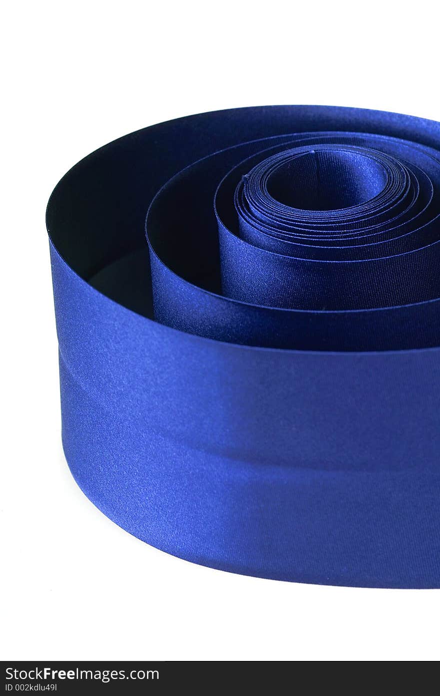 Blue curly satin ribbon. Blue curly satin ribbon