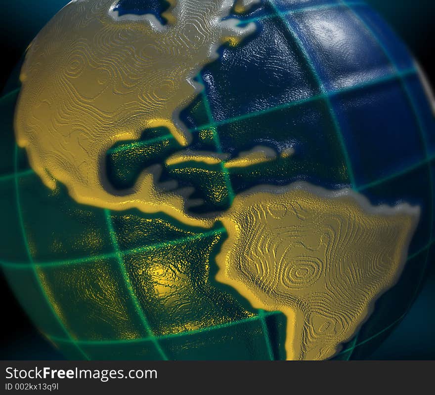 Abstract Earth globes, America - 3d render. Abstract Earth globes, America - 3d render