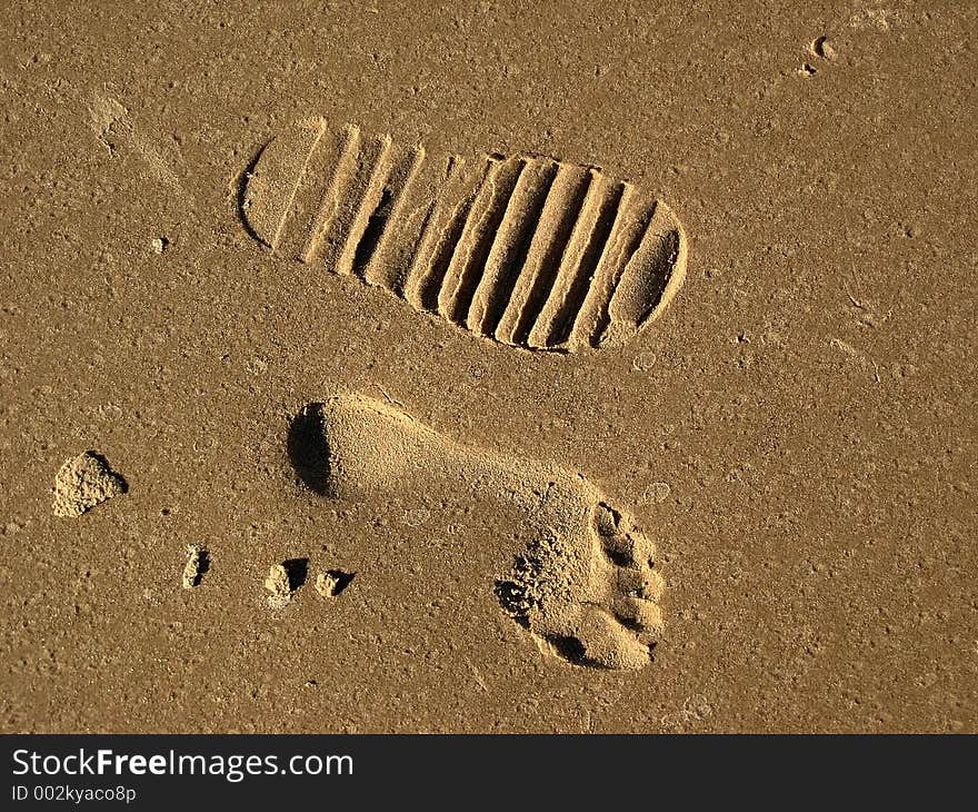 Footprints in the sand.