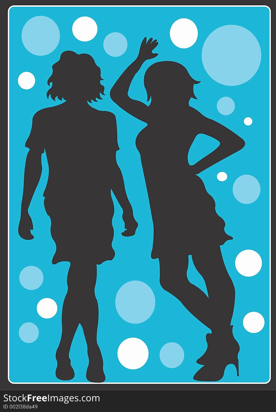 A illustration of two female silhouettes. A illustration of two female silhouettes