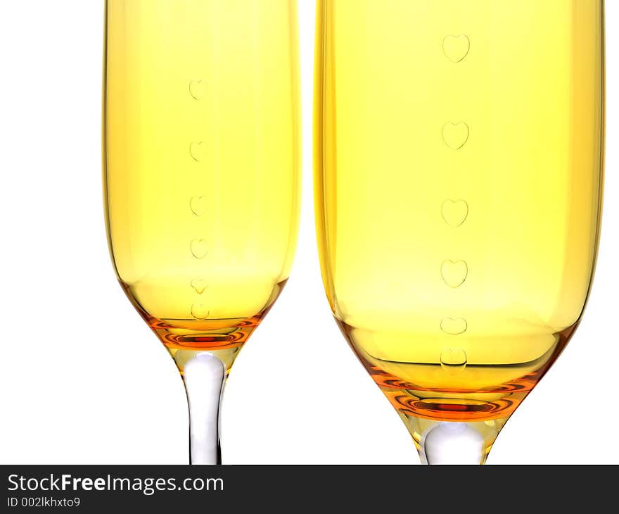 Champagne with heart shaped bubbles. Champagne with heart shaped bubbles