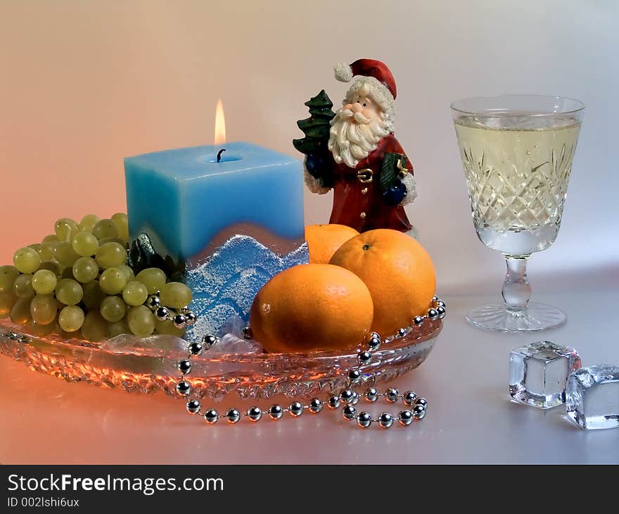 Fruits and candle