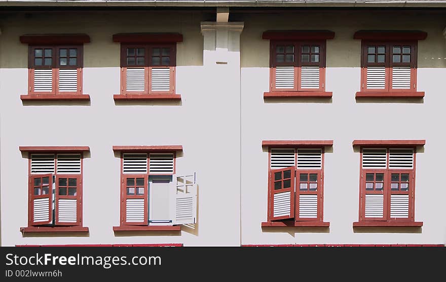 Shophouse windows in Chinatown, Singapore. Shophouse windows in Chinatown, Singapore