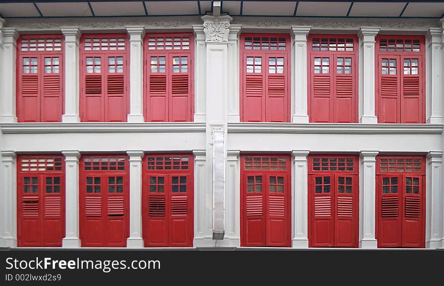 Shophouse windows in Chinatown, Singapore. Shophouse windows in Chinatown, Singapore