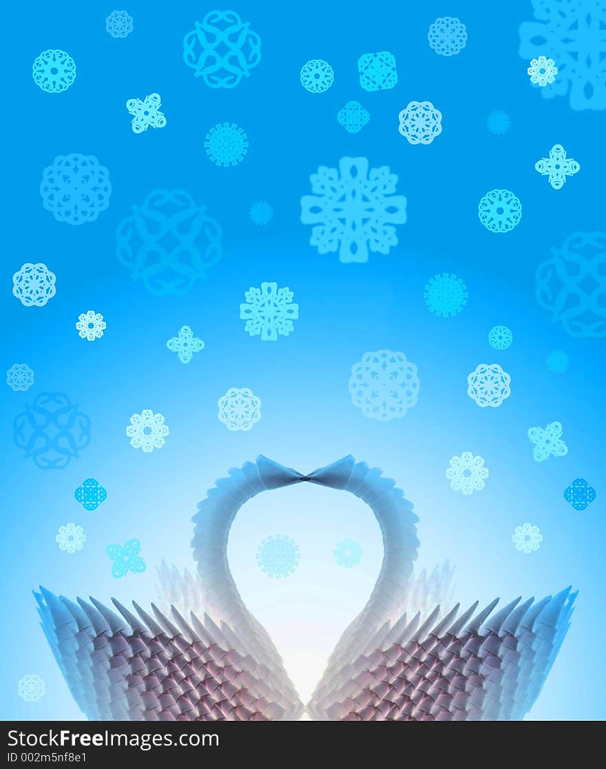 Winter Swans Card - Blue