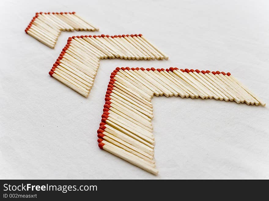 Arrows made from unused matchsticks