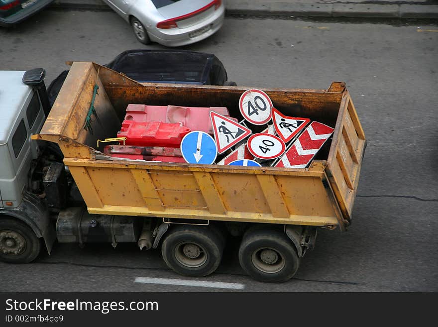 Russia, Moscow, The truck of road service. Russia, Moscow, The truck of road service