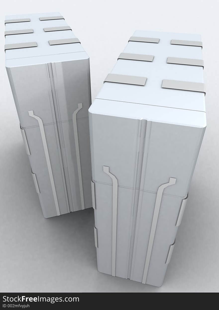 Two servers in light grey for web design