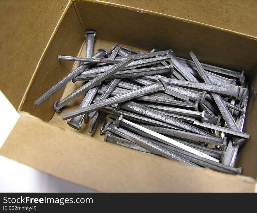 Square head nails in a box