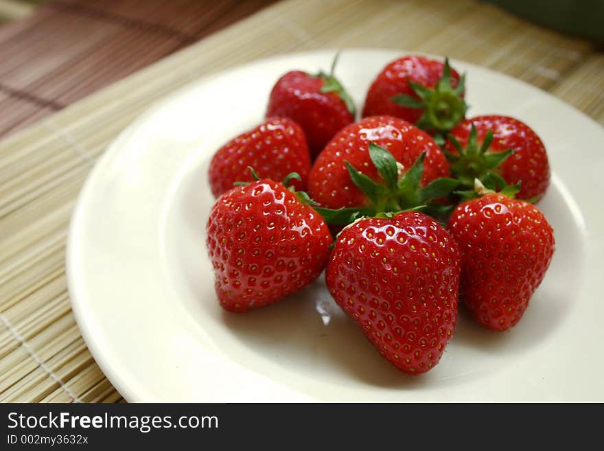 Fresh strawberries on a plate