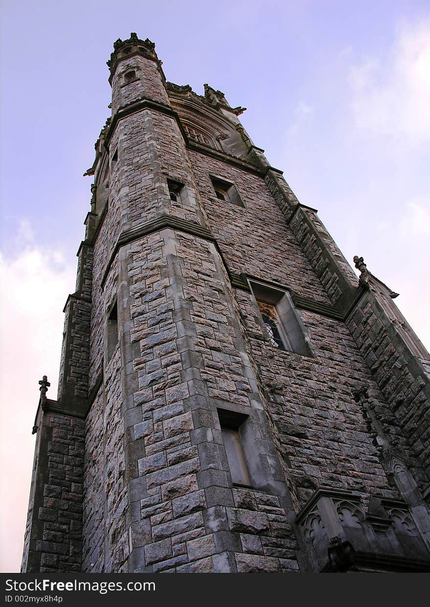 Closeup of tower reaching for the sky.