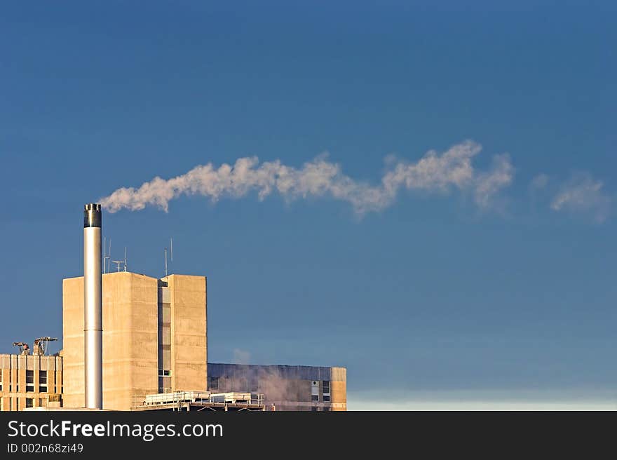 Industrial building & smoke stack. Industrial building & smoke stack