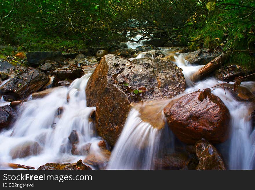 Water flows from atop Whistler's mountain in Jasper National Park. Water flows from atop Whistler's mountain in Jasper National Park.