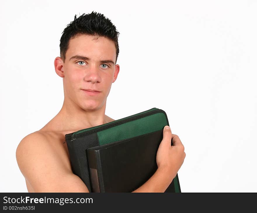 Young businessman with files