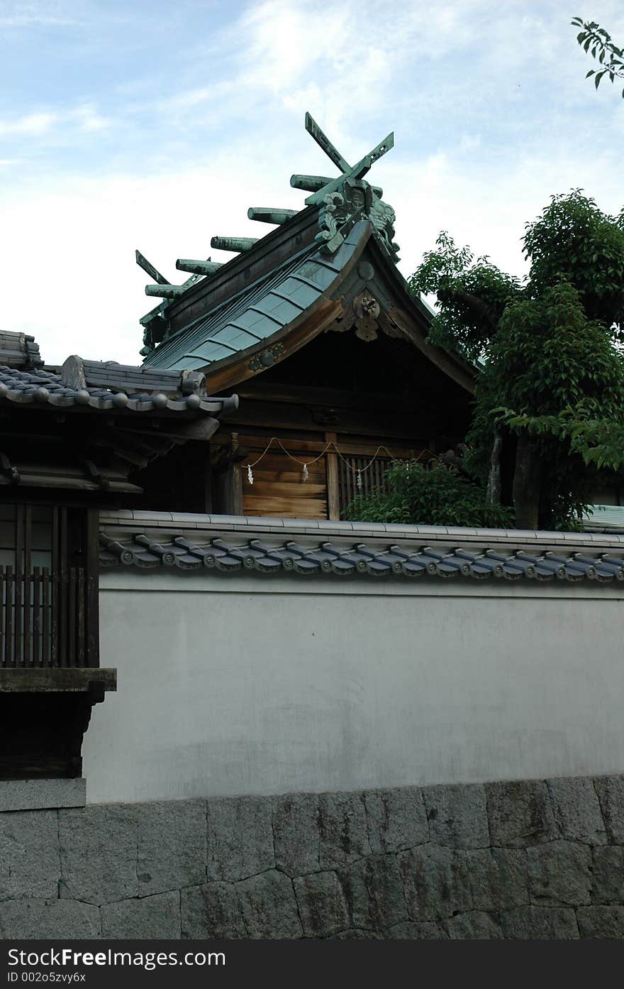 Japanese castle wall and roof