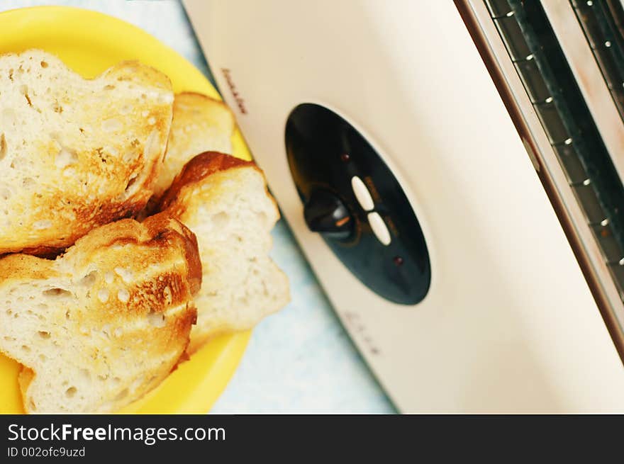 Mornings with toaster and fresh bread. Mornings with toaster and fresh bread