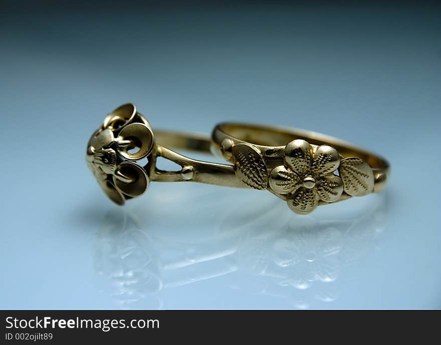 Studio Photo, 2 Gold rings,jewelery. Studio Photo, 2 Gold rings,jewelery