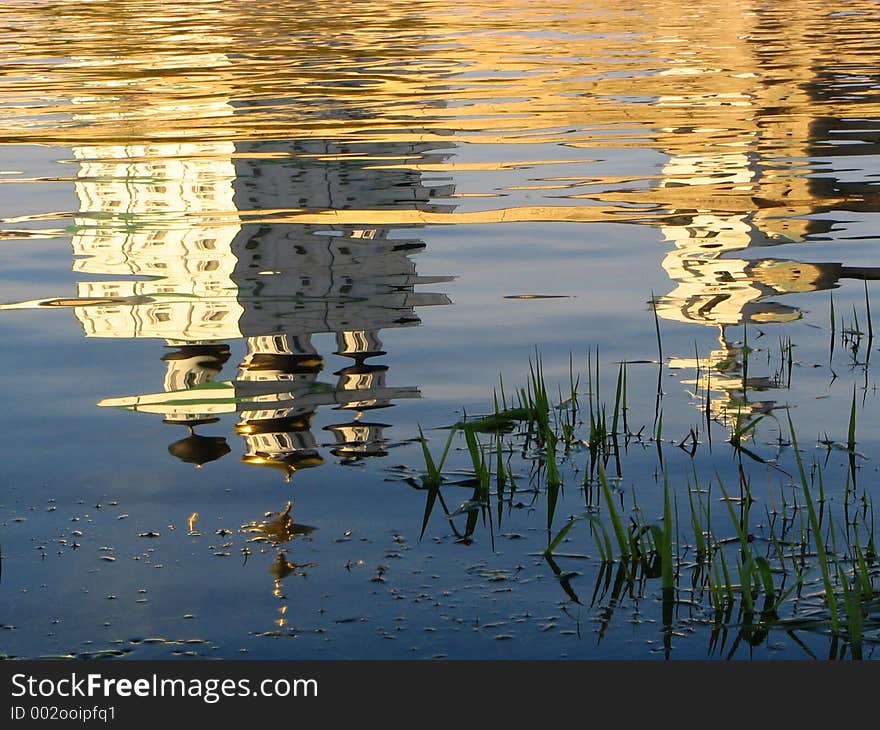 Reflection of church in water. Reflection of church in water