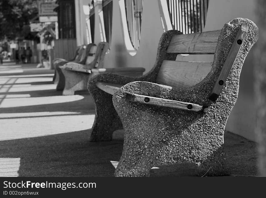 Picture of a row of park benches. Picture of a row of park benches