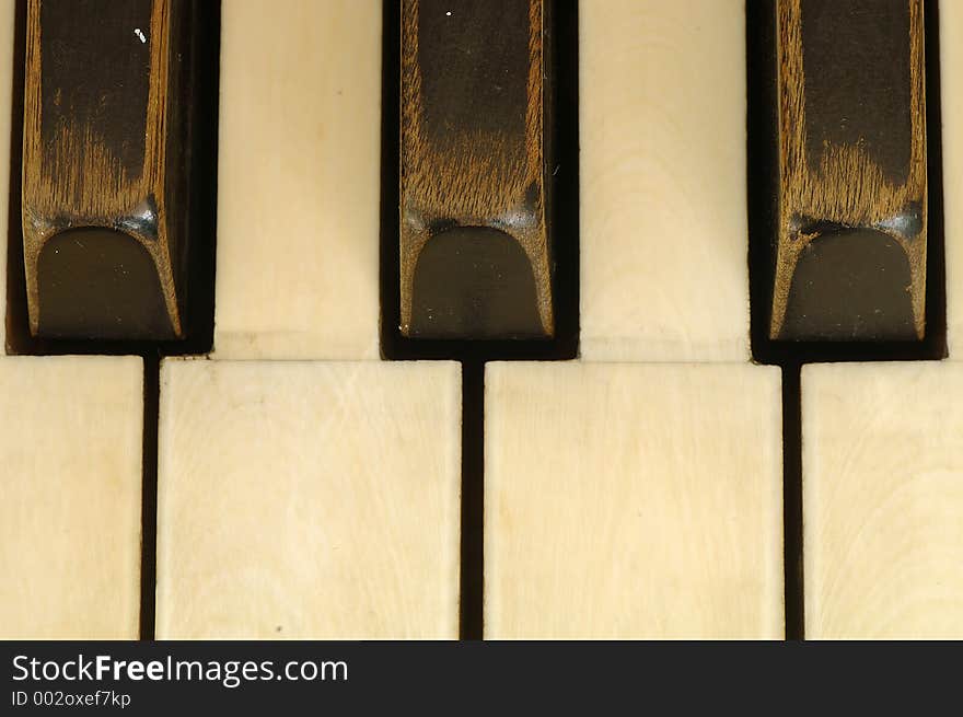 Keys of very old piano. Keys of very old piano