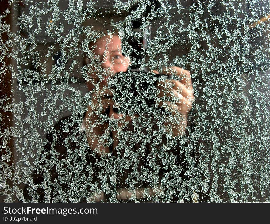 Selfportrait in the window of the kitchen during a snowstorm. Selfportrait in the window of the kitchen during a snowstorm.